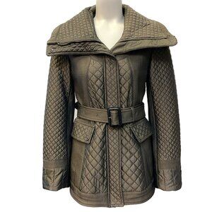 Burberry Taupe Quilted Belted Jacket